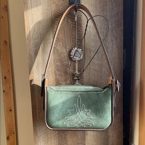 Green Suede Shoulder Bag